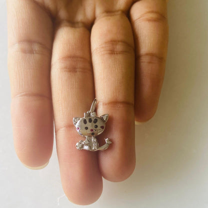 Cat Diamond Charm Pendant