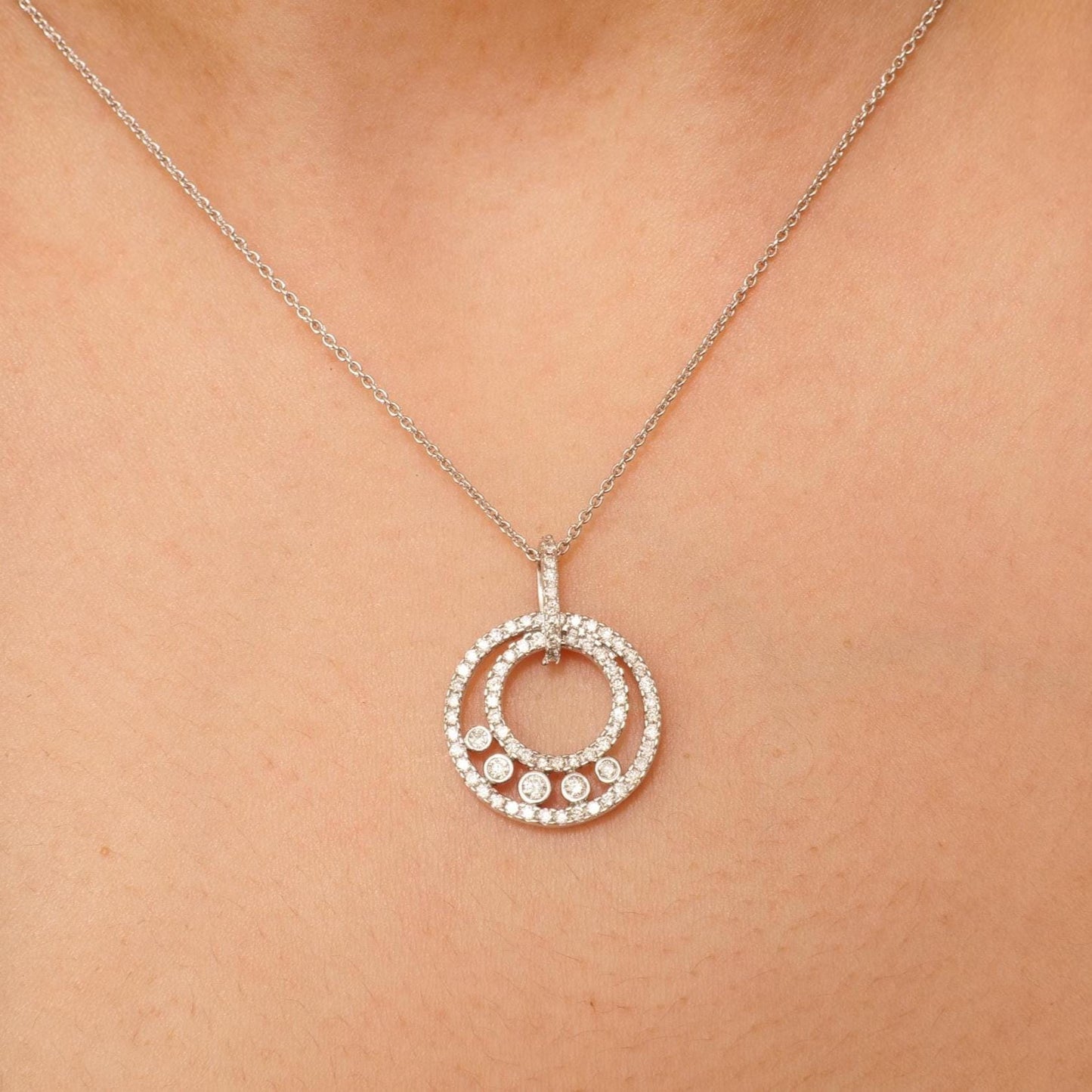 Circle Diamond Halo Pendant