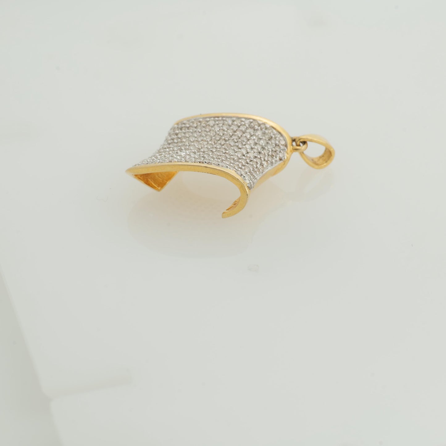 Curved Wave Natural Diamond Pave Pendant