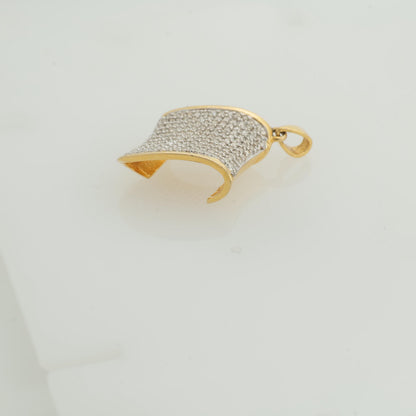 Curved Wave Natural Diamond Pave Pendant