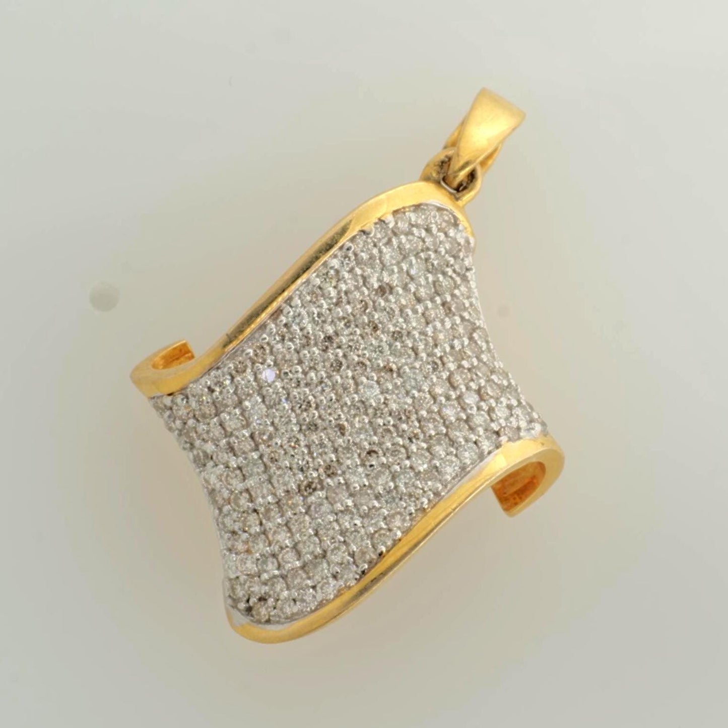 Curved Wave Natural Diamond Pave Pendant