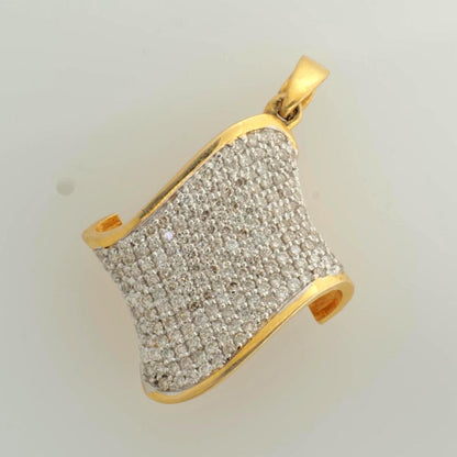 Curved Wave Natural Diamond Pave Pendant