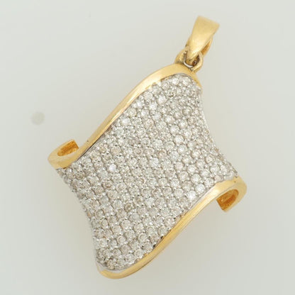Curved Wave Natural Diamond Pave Pendant