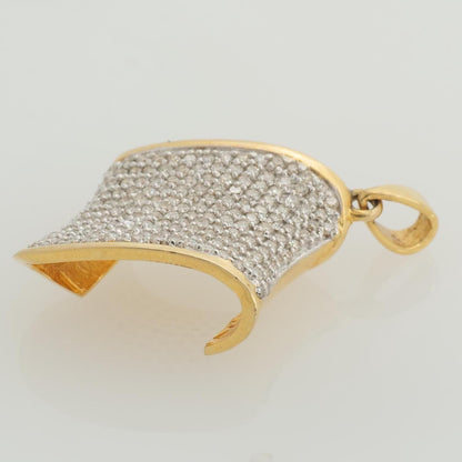 Curved Wave Natural Diamond Pave Pendant