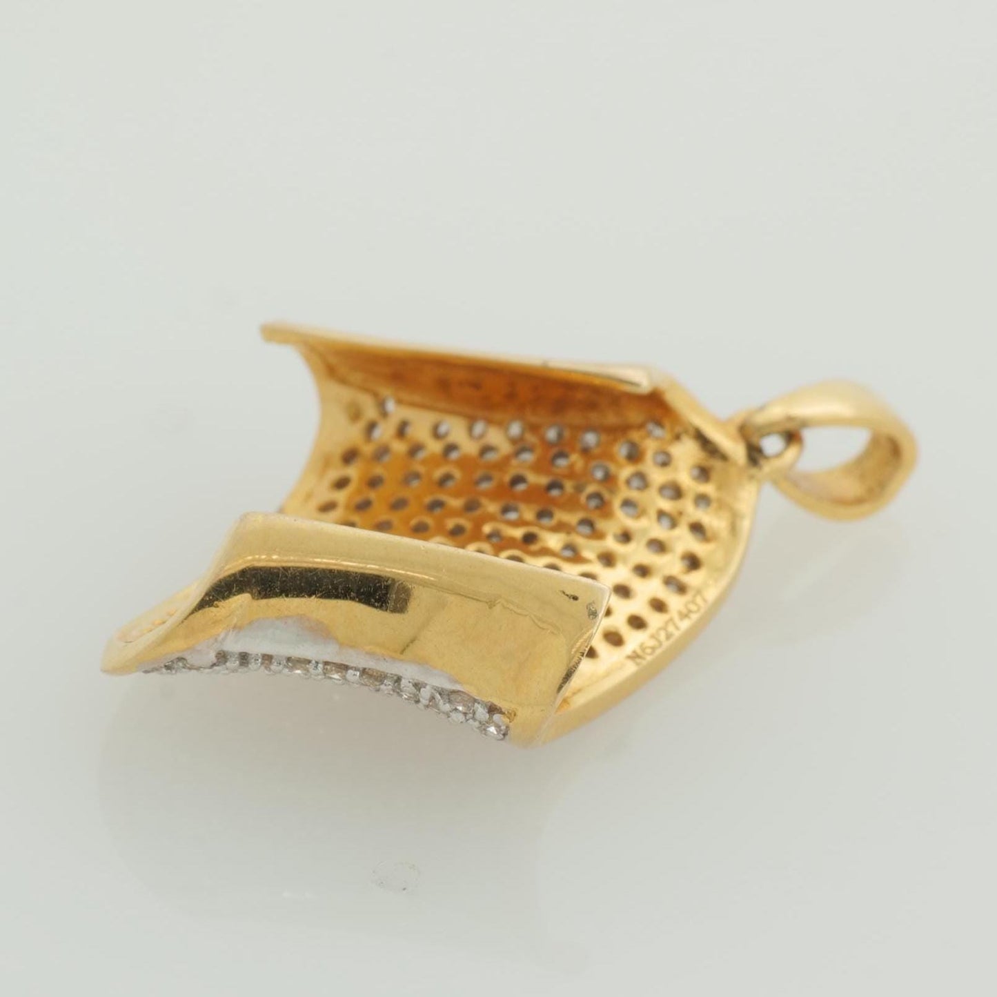 Curved Wave Natural Diamond Pave Pendant