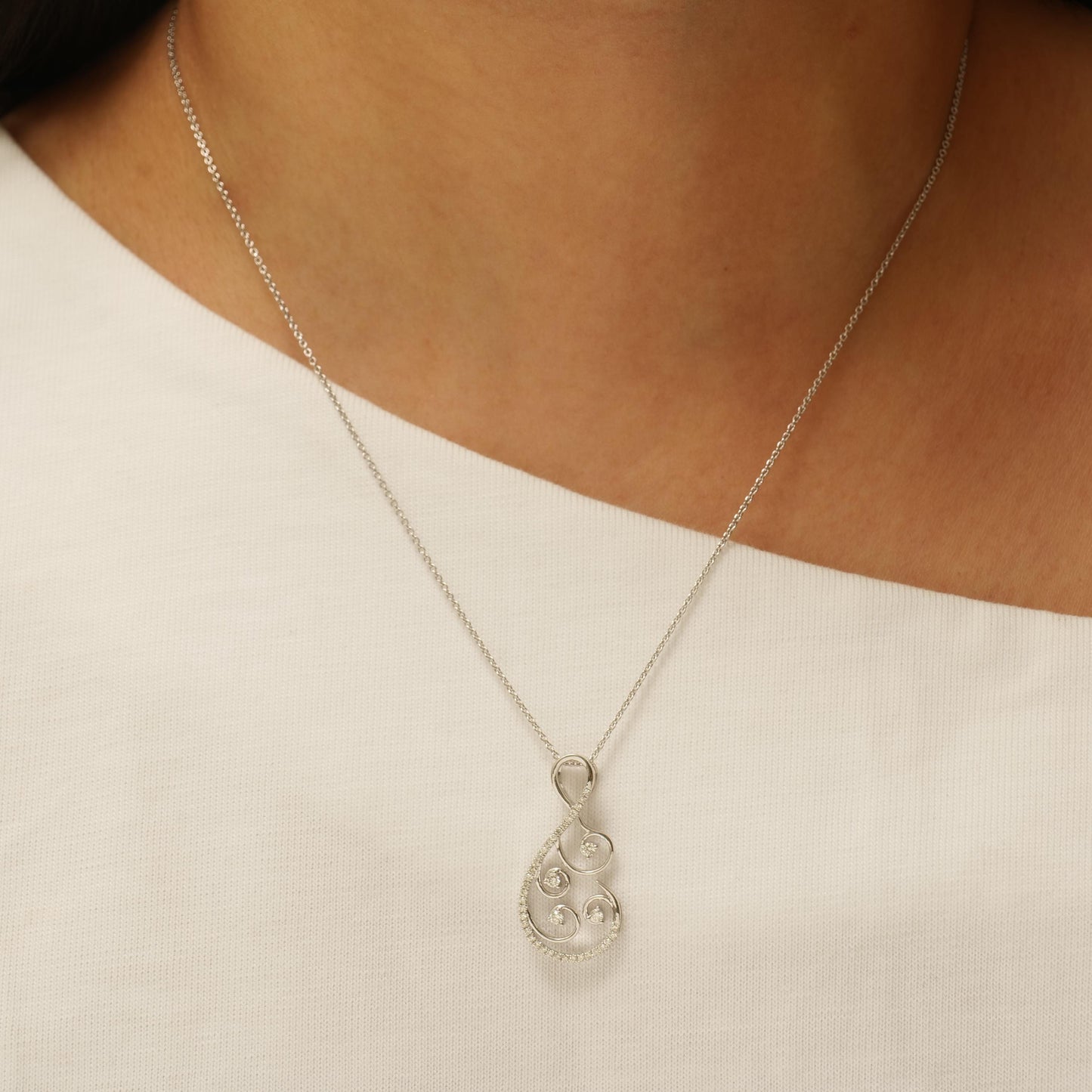 Floral Vine Natural Diamond Pendant