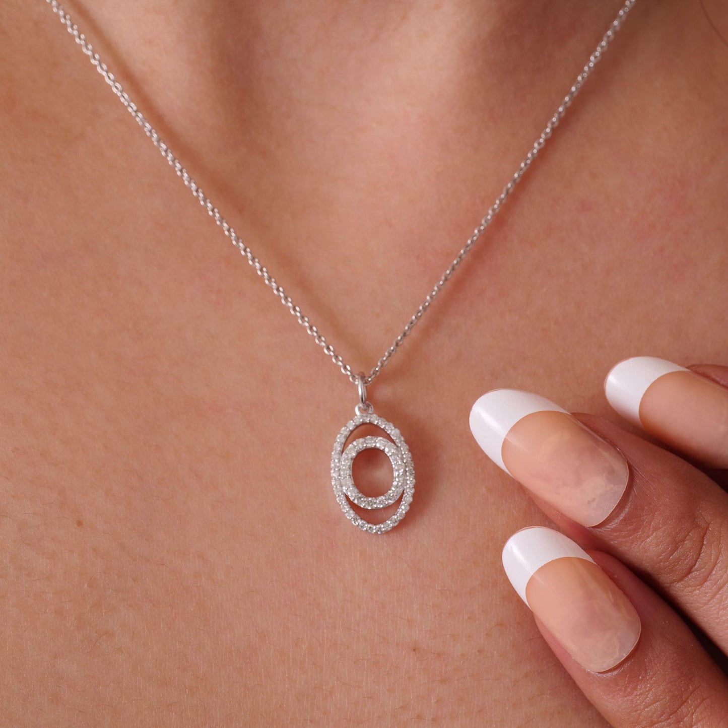 Oval Loop Natural Diamond Pendant