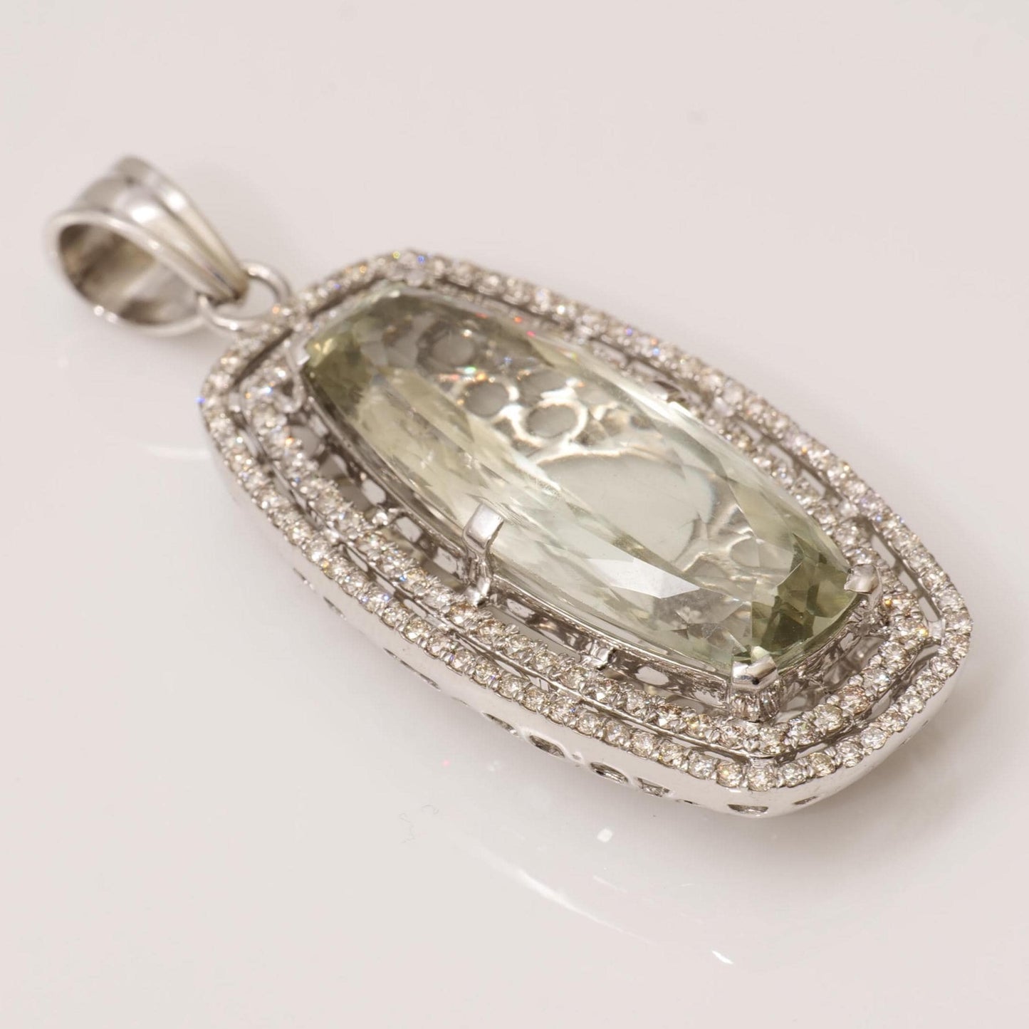 Amethyst Halo Natural Diamond Pendant