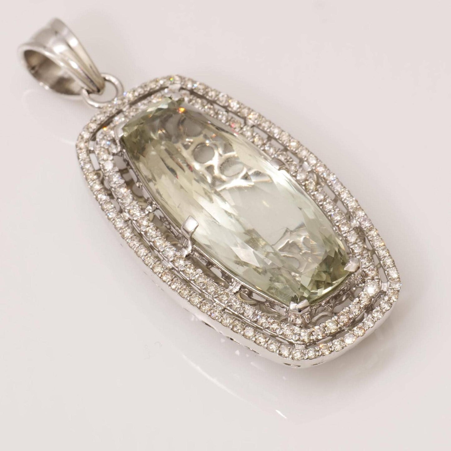 Amethyst Halo Natural Diamond Pendant