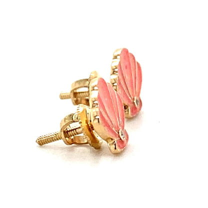 Kids Seashell Diamond Stud Earrings