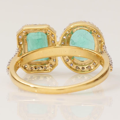 Emerald Gemstone Halo Diamond Ring