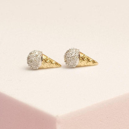 Kids Cone Ice Cream Diamond Stud Earrings