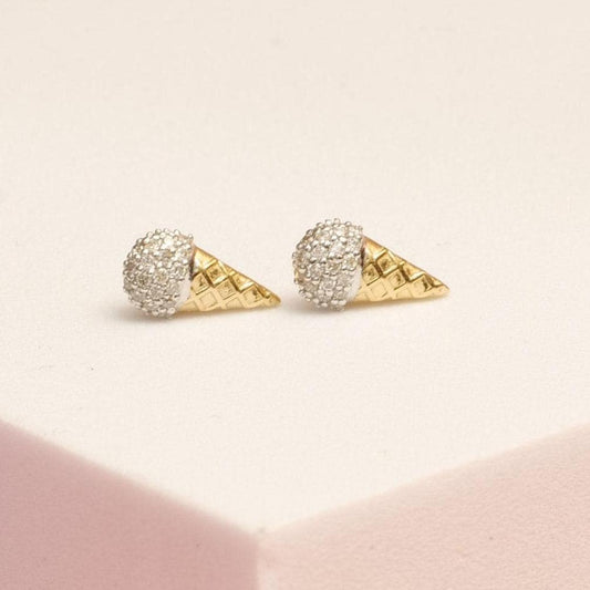 Kids Cone Ice Cream Diamond Stud Earrings
