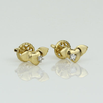 Kids Winged Heart Diamond Stud Earrings