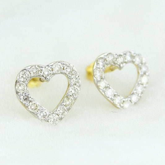 Kids Hollow Heart Diamond Stud Earrings