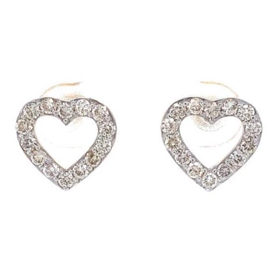 Kids Hollow Heart Diamond Stud Earrings