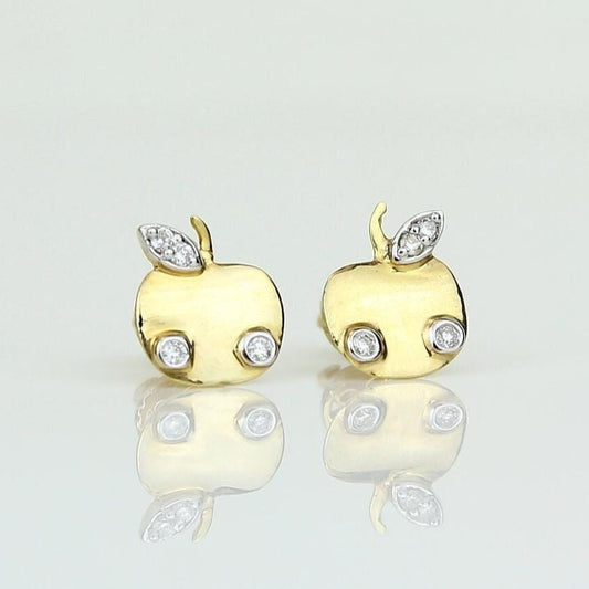 Kids Apple Diamond Stud Earrings