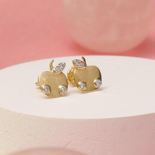 Kids Apple Diamond Stud Earrings