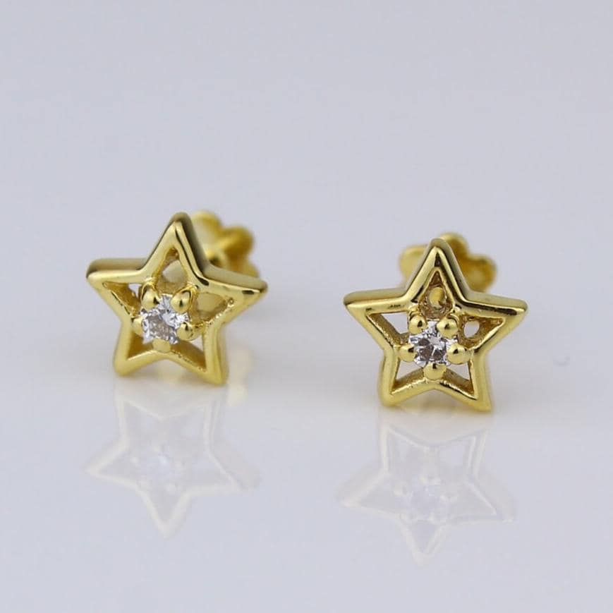 Kids Hollow Star Diamond Stud Earrings