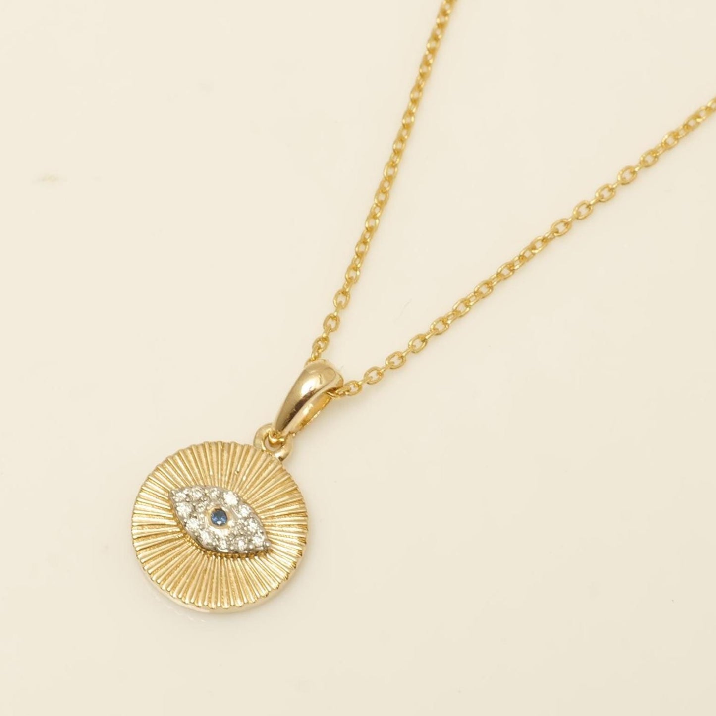 Evil Eye Medallion Diamond Pendant Necklace