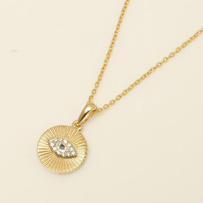 Evil Eye Medallion Diamond Pendant Necklace