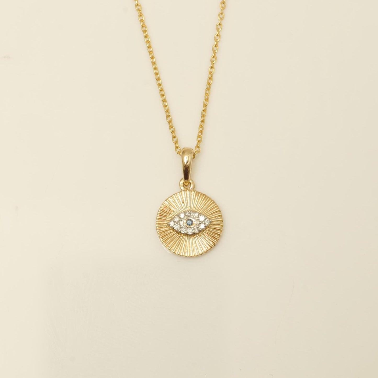 Evil Eye Medallion Diamond Pendant Necklace