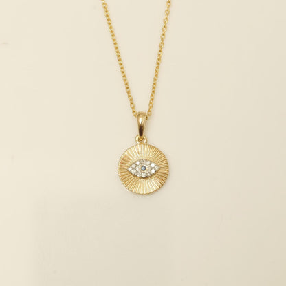 Evil Eye Medallion Diamond Pendant Necklace