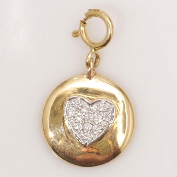 Heart Disc Natural Diamond Everyday Minimalist  Charm
