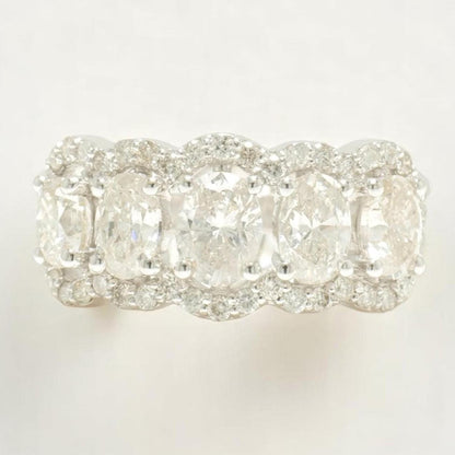 Oval Halo Natural Diamond Band Ring