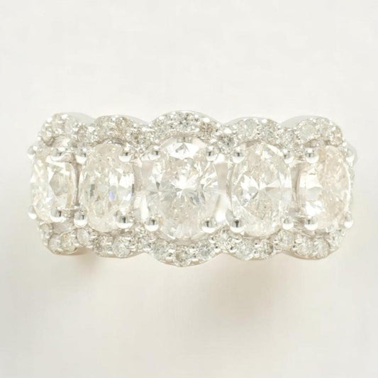 Oval Halo Natural Diamond Band Ring
