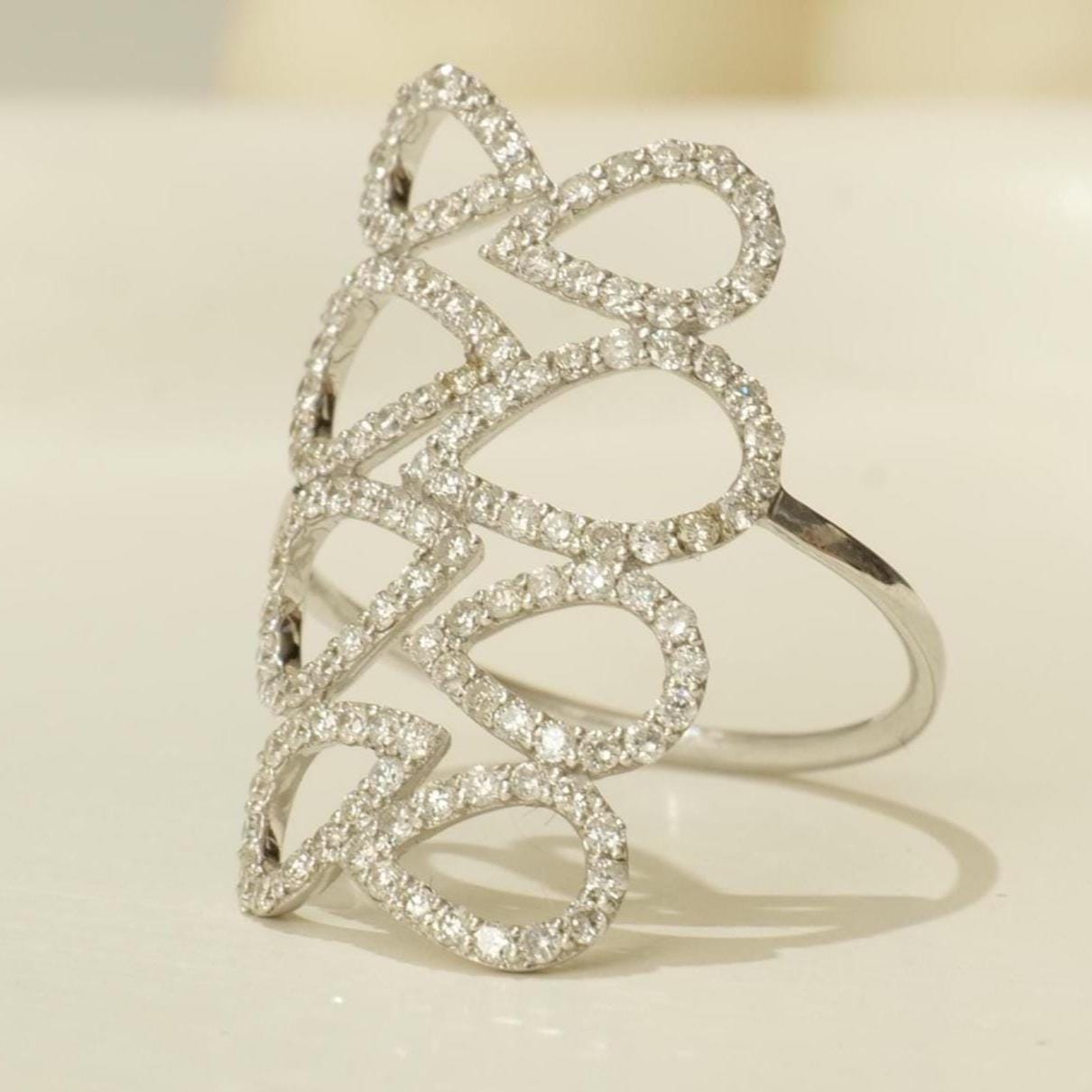 Pear Loop Cascade Diamond Ring