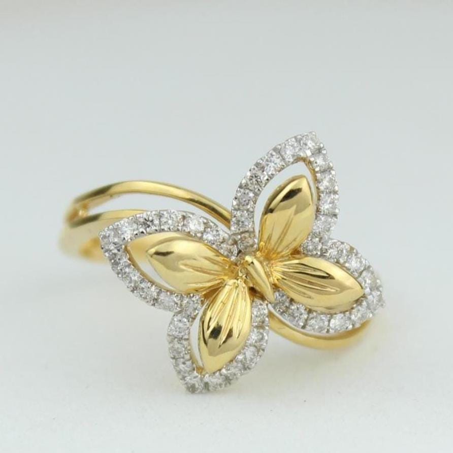 Butterfly Halo Natural Diamond Ring