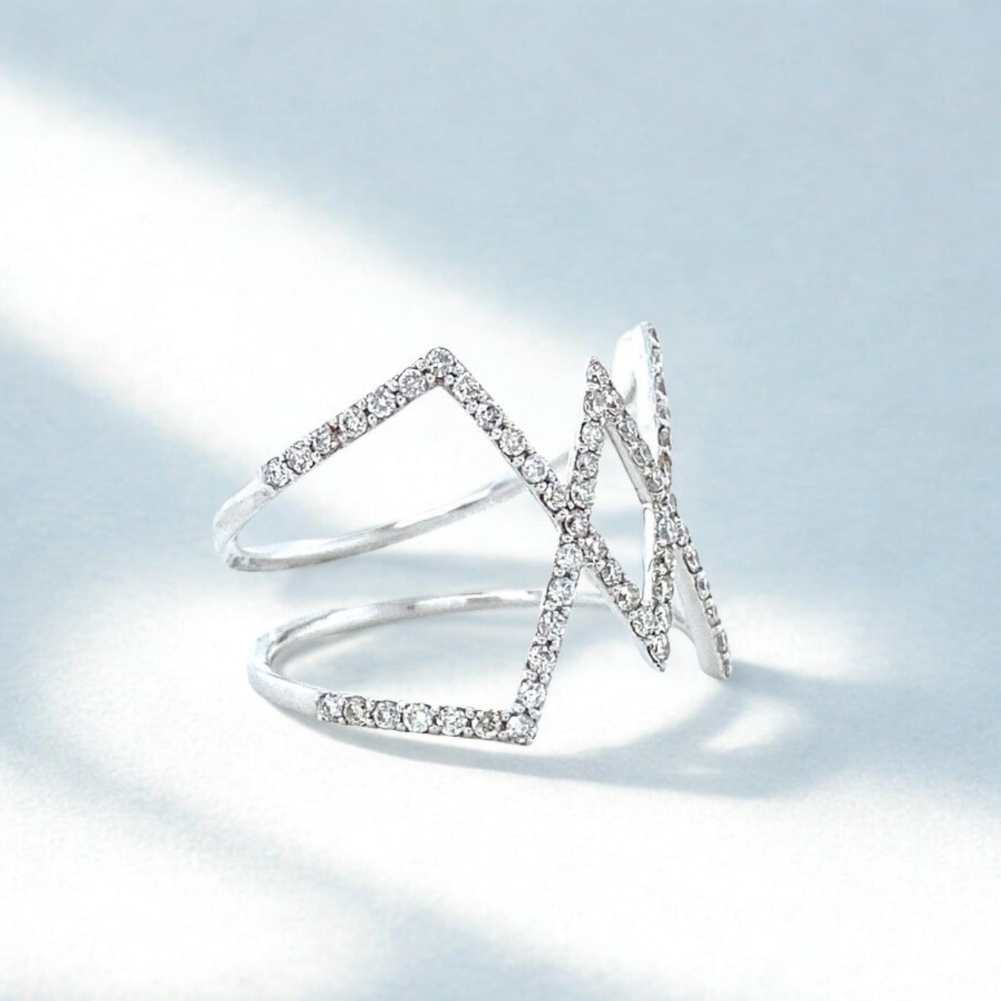 Criss Cross Natural Diamond Ring
