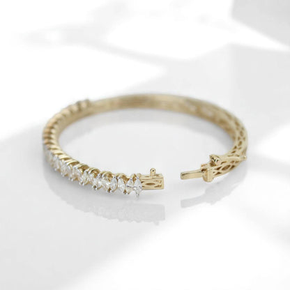 Marquise Natural Diamond Bridal Bangle Bracelet