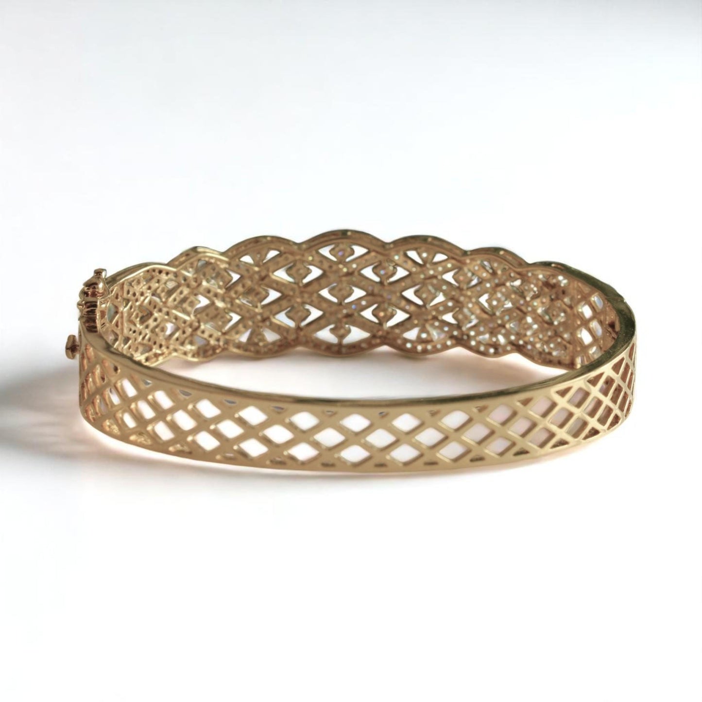 Lattice  Broad Natural Diamond Cocktail Bracelet