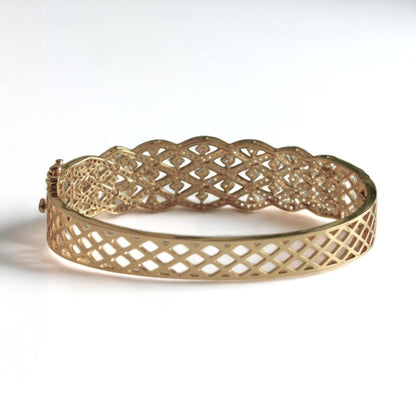 Lattice  Broad Natural Diamond Cocktail Bracelet