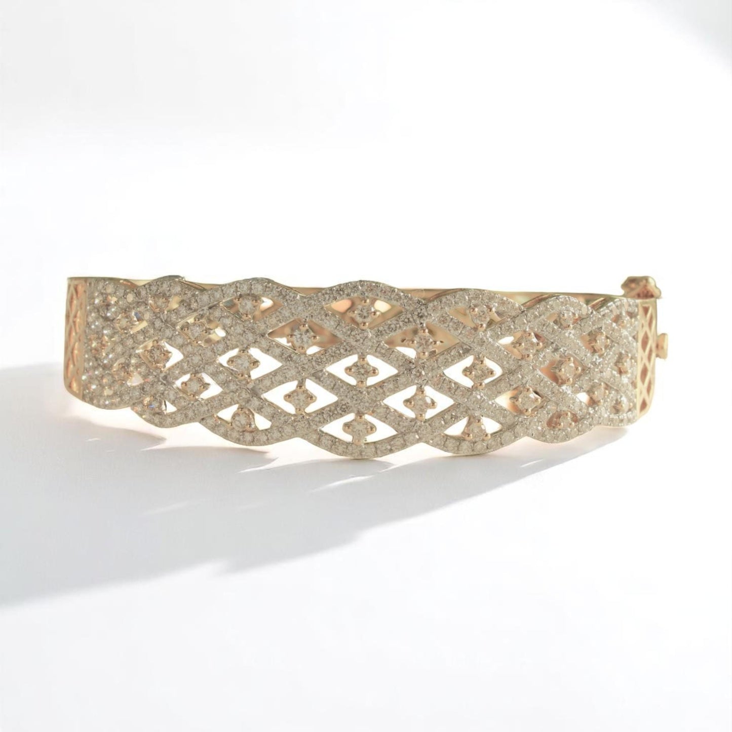 Lattice  Broad Natural Diamond Cocktail Bracelet