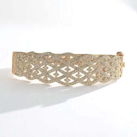 Lattice  Broad Natural Diamond Cocktail Bracelet