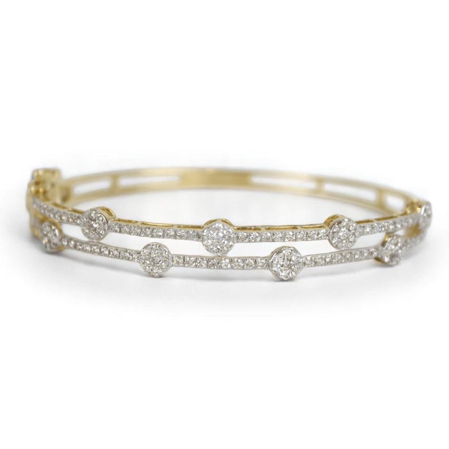 Dual Line Cluster Natural Diamond Cuff Bracelet