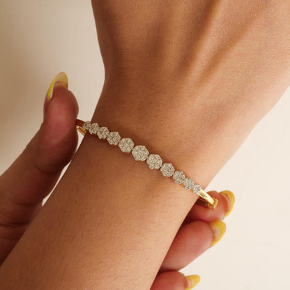 Flower Cluster Natural Diamond Cuff Bracelet
