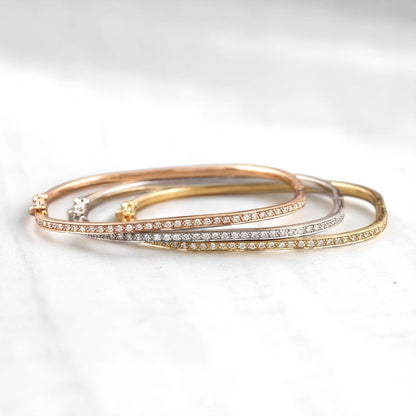 Square Trinity Natural Diamond Bangle Bracelet