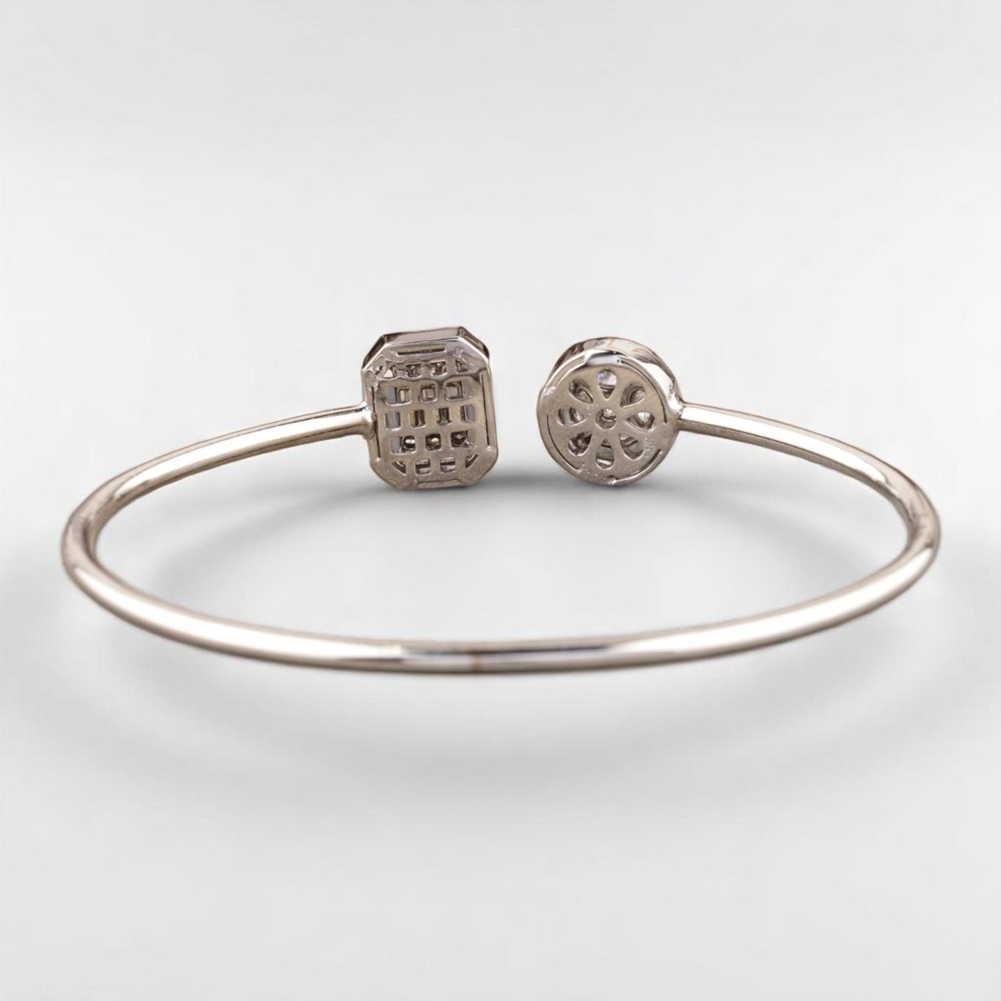 Open Halo Natural Diamond Open Cuff Minimalistic Bracelet
