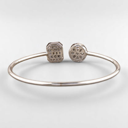 Open Halo Natural Diamond Open Cuff Minimalistic Bracelet