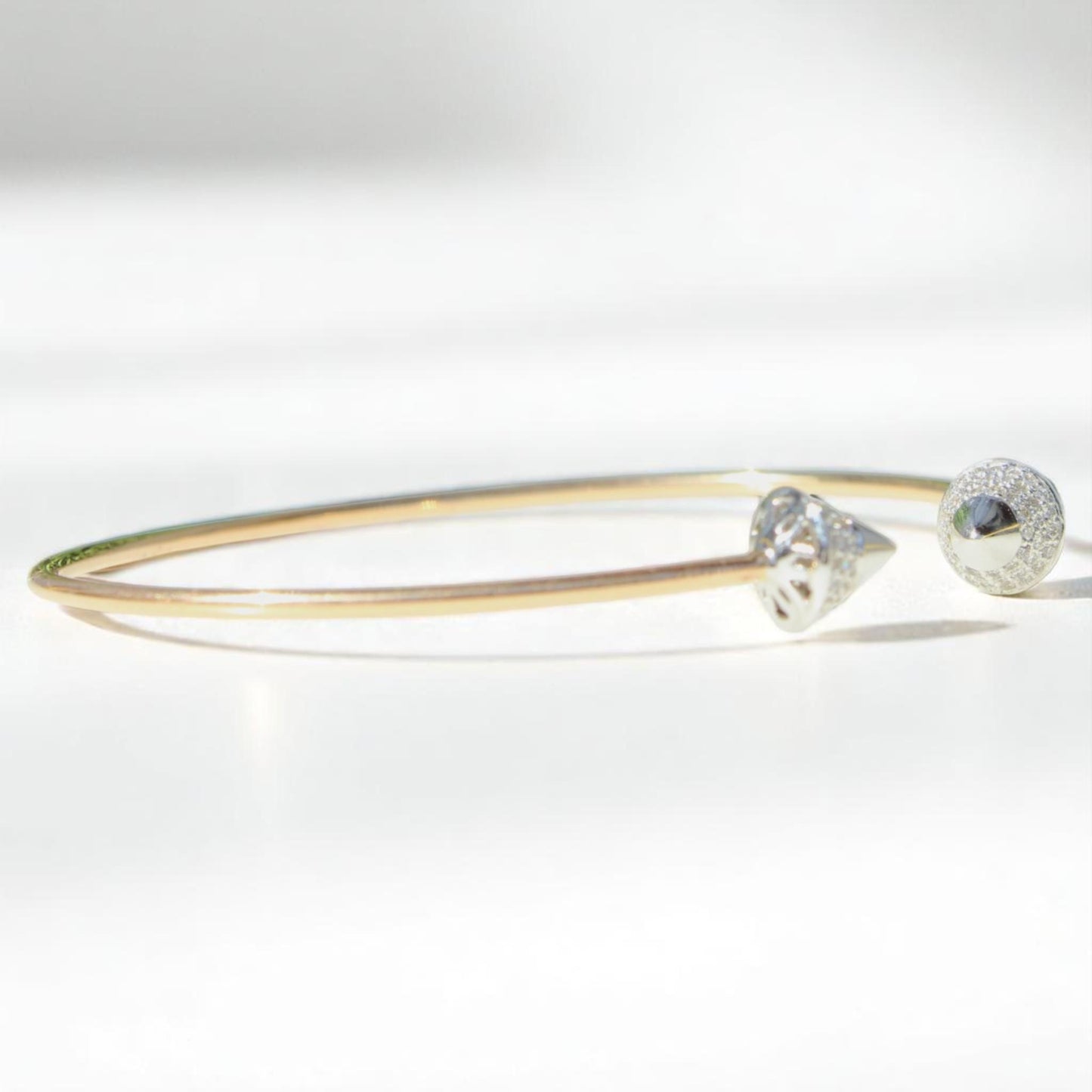 Cone End Natural Diamond Minimalistic Stacking Bracelet