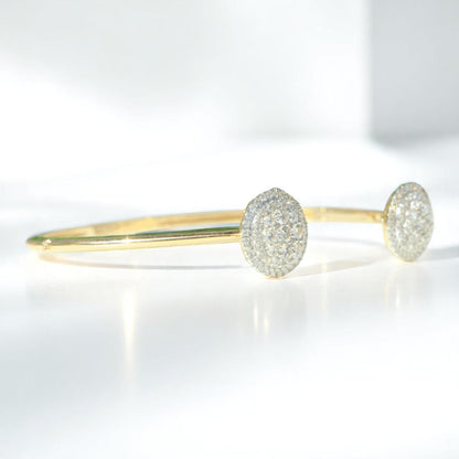 Circle Natural Diamond Stackable Open Cuff Bracelet