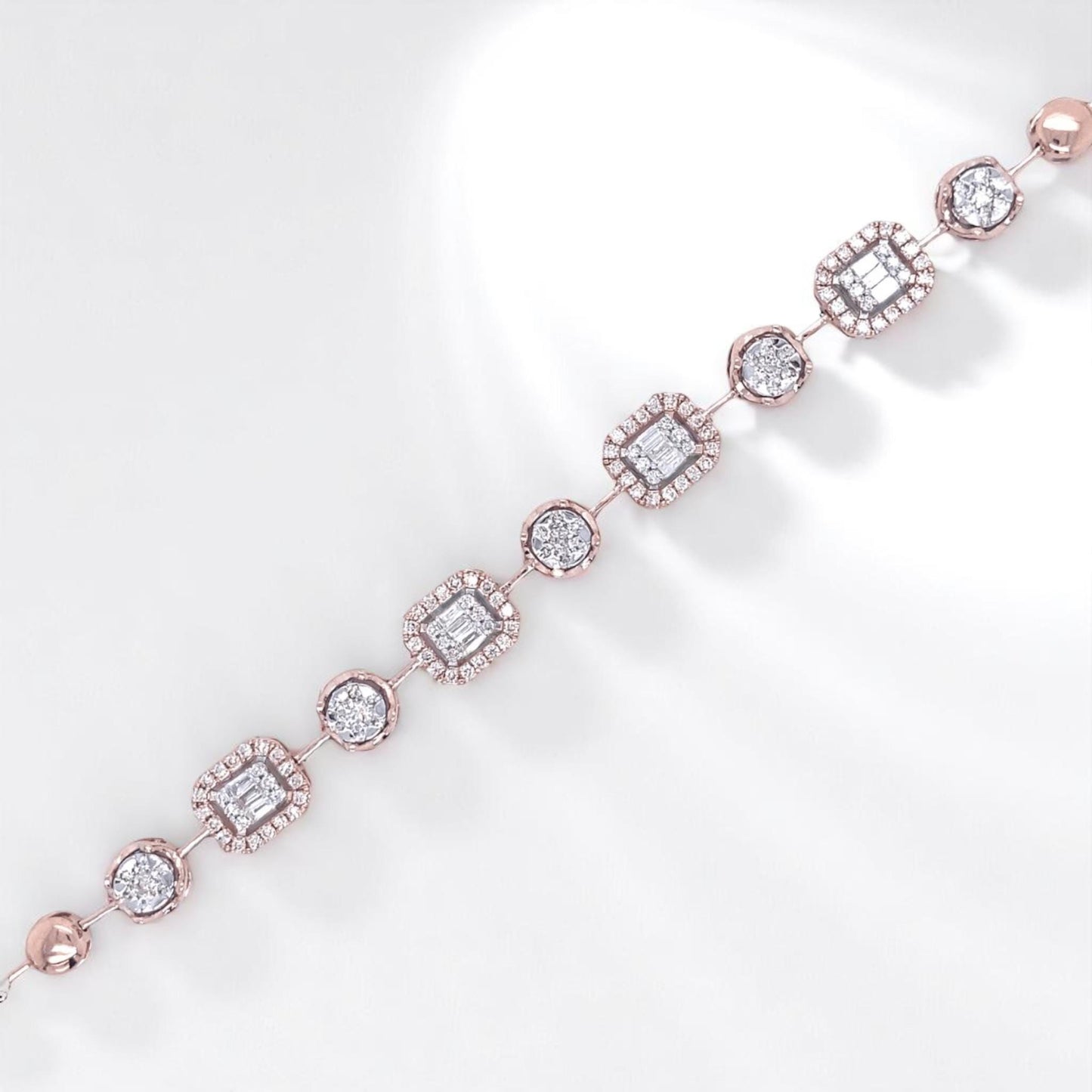 Geometric Halo Natural Diamond Stackable Tennis Bracelet