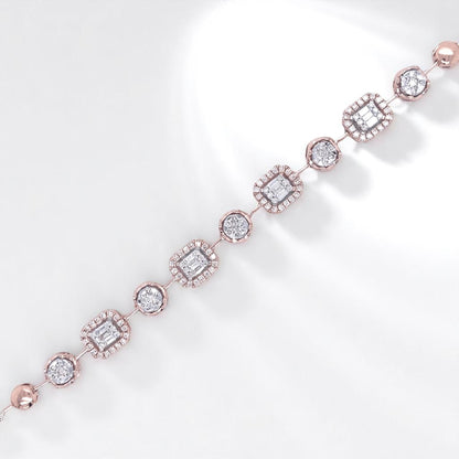 Geometric Halo Natural Diamond Stackable Tennis Bracelet