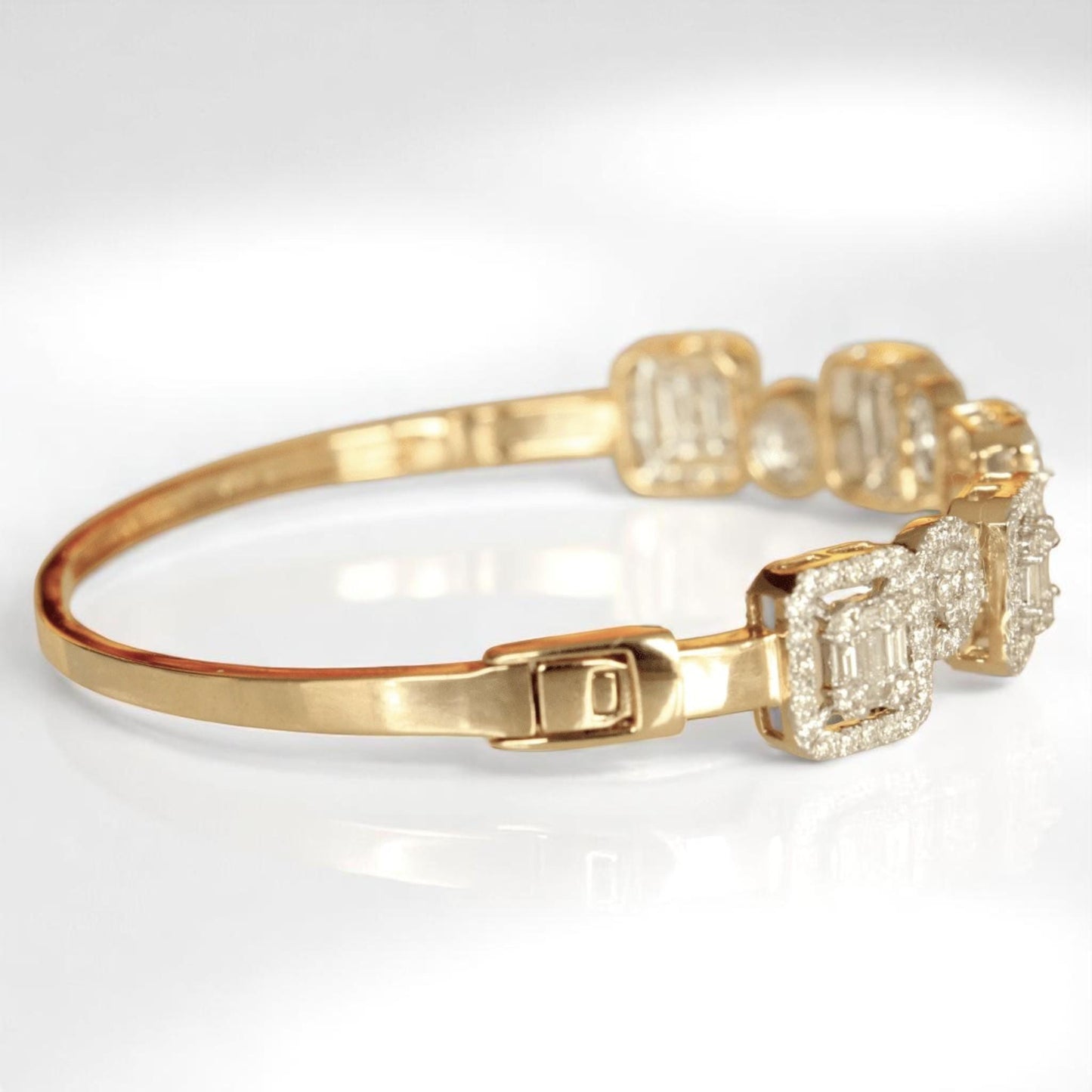 Geometric Halo Natural Diamond Wedding Bracelet