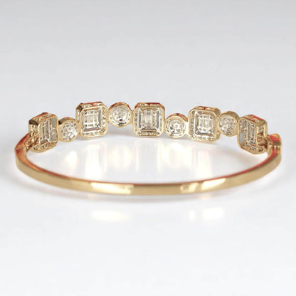 Geometric Halo Natural Diamond Wedding Bracelet