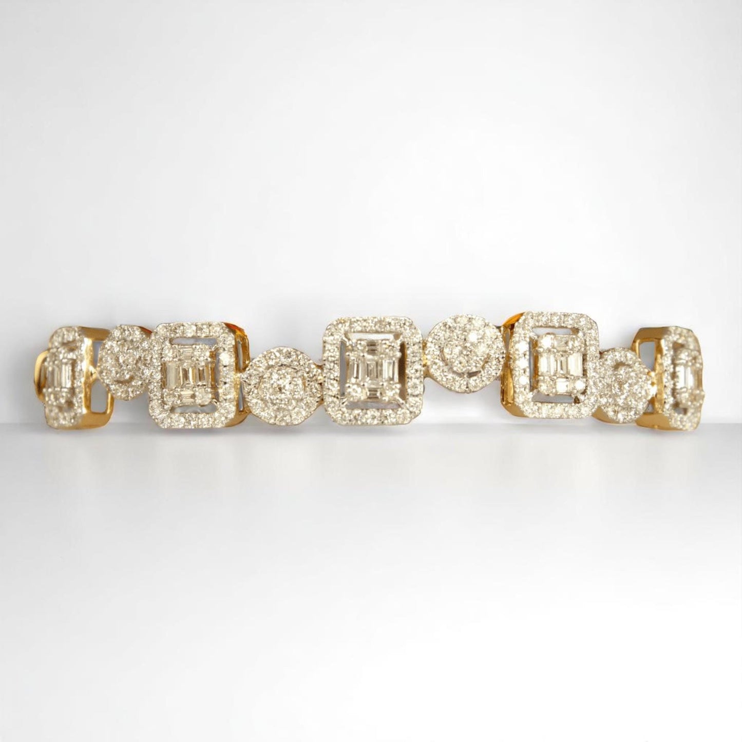 Geometric Halo Natural Diamond Wedding Bracelet